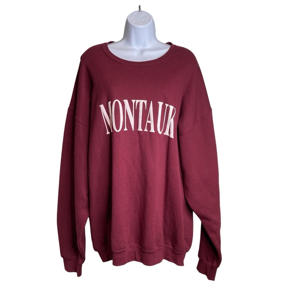 Montauk Women's Maroon Sweatshirt Size 2XL Hamptons Beach Resort Unisex Slouchy
